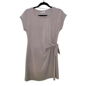 Cable & Gauge Midi T-Shirt Dress Cap Sleeve Crewneck Stretchy Tie Knot M Office